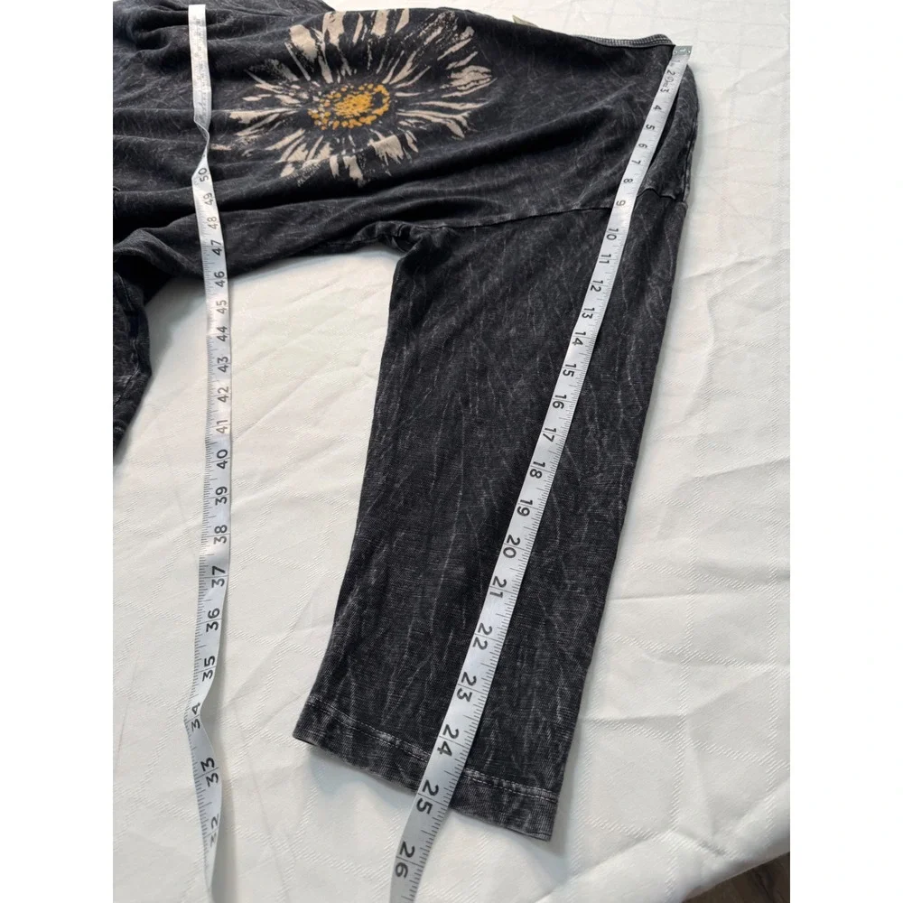 Jess & Jane Black Mineral Washed Daisy Tunic Top Womens Large Boho Lagenlook - Picture 11 of 11